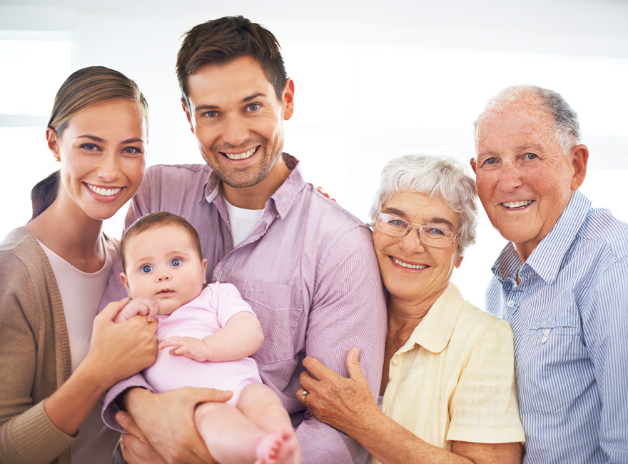 Large family smiling